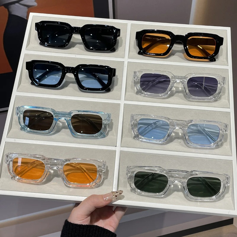 Men'S Fashion Glasses - แว่นกันแดดทรงเหลี่ยมเล็กสไตล์เรโทรสุดฮิต แฟชั่นใหม่ สำหรับผู้ชายและผู้หญิง ป้องกันแสงแดด UV400