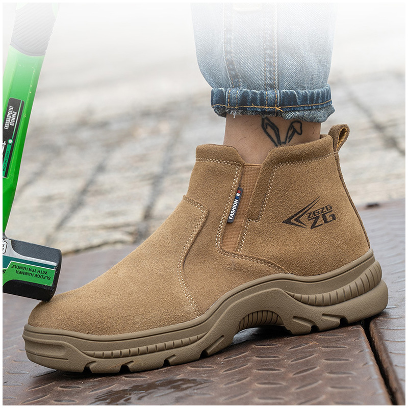 Mens Fashion Caps - ผู้ชายขนาดใหญ่แฟชั่น steel toe caps รองเท้าเพื่อความปลอดภัยในการทํางานหนังนิ่มหนังเชื่อมรองเท้า worker