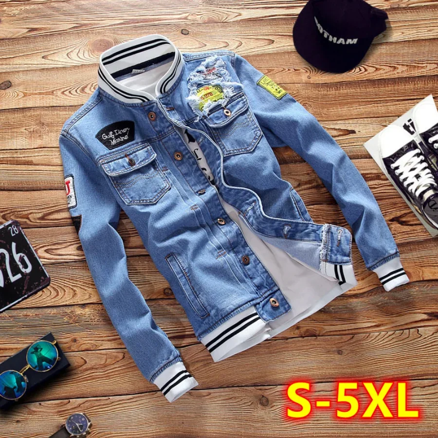 Mens Fashion Bomber Jacket - แจ็คเก็ตยีนส์ผู้ชายรุ่นใหม่ปี 2026 แฟชั่นทันสมัย แจ็คเก็ตยีนส์ทรงบอมเบอร์แบบขาดๆ เสื้อแจ็คเก็ตยีนส์ลำลองกันลมสไตล์คาวบอย เสื้อผ้า