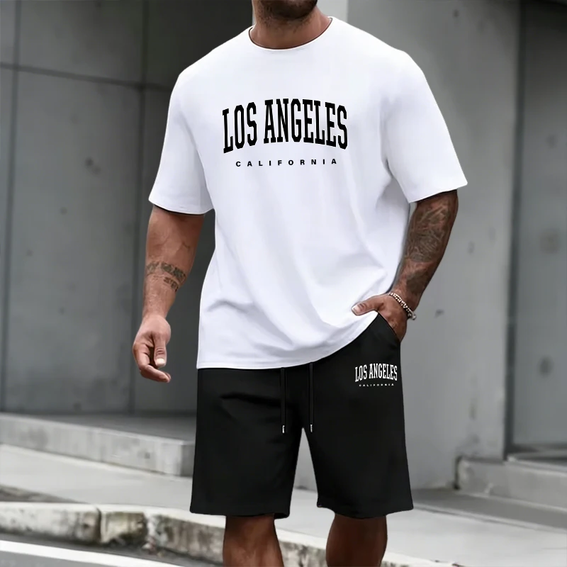 Mens Fashion Ideas - ชุดวอร์มผู้ชาย เสื้อแขนสั้นและกางเกงขาสั้นยาวระดับเข่า แฟชั่นลำลองประจำวันฤดูร้อนปี 2026 เสื้อยืด ชุดออกกำลังกาย
