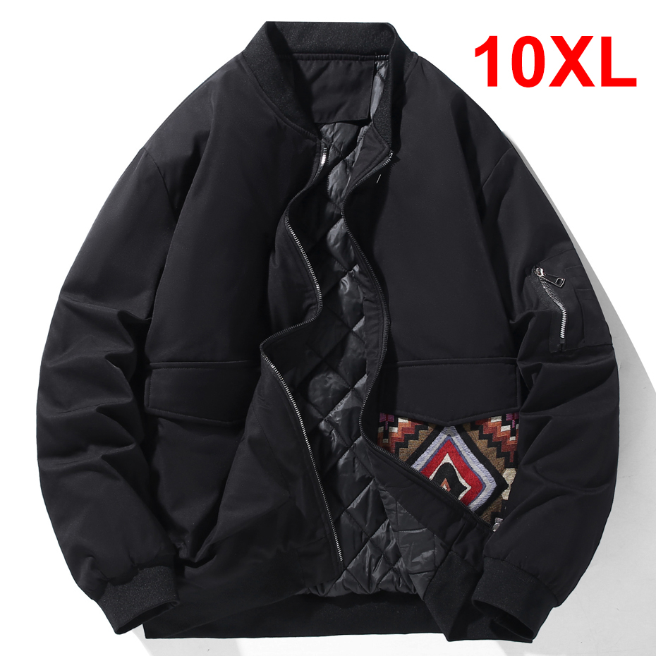 Mens Fashion Bomber Jacket - เสื้อแจ็คเก็ตกันลม jaket baseball หนาสำหรับผู้ชายเสื้อโค้ทสีเขียวปักลายแฟชั่น10XL ขนาดใหญ่พิเศษ