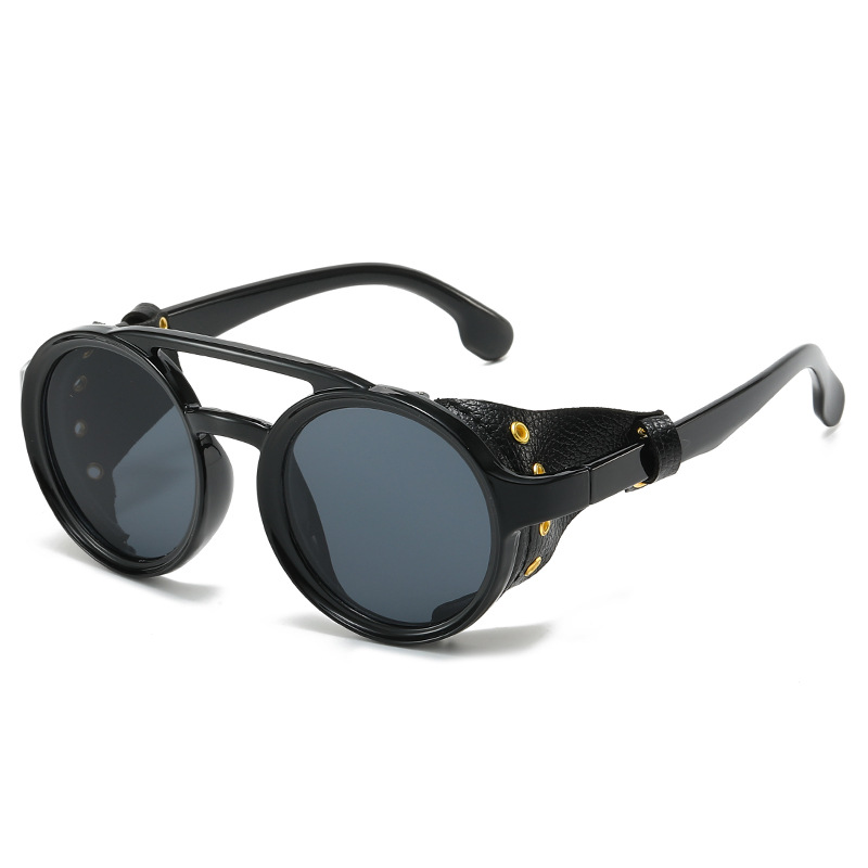 Men'S Fashion Glasses - แว่นกันแดดสไตล์เรโทรป้องกันรังสียูวีสำหรับผู้ชายและผู้หญิง แว่นตาทรงกลมหนังแท้ แว่นตาวินเทจป้องกันลมสำหรับกิจกรรมกลางแจ้งและกีฬา ป้องกันรังสียูวี 400