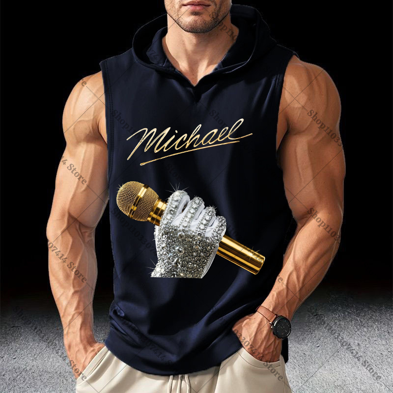 Mens Fashion Caps - เสื้อกั๊กแฟชั่นลำลองสำหรับผู้ใหญ่ เสื้อผ้าฤดูร้อน เสื้อกล้าม คิงออฟป๊อป MJ เสื้อกล้ามระบายอากาศสำหรับผู้ชาย