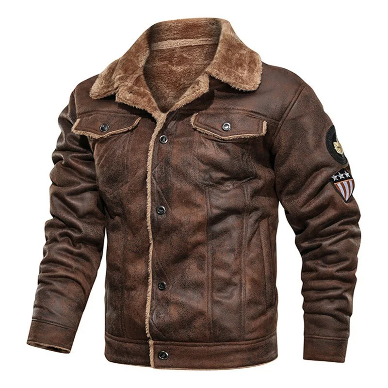 Mens Fashion Bomber Jacket - แจ็คเก็ตบอมเบอร์ฤดูหนาวสำหรับผู้ชาย, แจ็คเก็ตลำลองทหารขนแกะหนาเสื้อโค้ทชายแฟชั่นกันลมแจ็คเก็ต4XL เสื้อผ้า