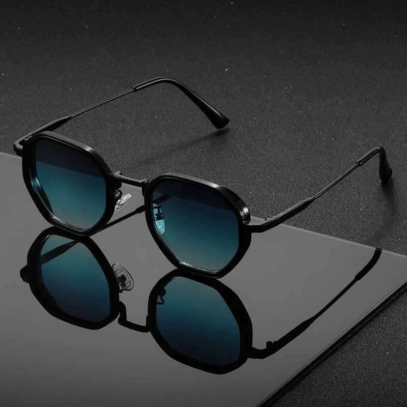 Men'S Fashion Glasses - 1 คู่ แว่นกันแดดแฟชั่นทรงกลมโลหะสำหรับทุกเพศ วินเทจ ทรงไม่สมมาตร สไตล์พังก์