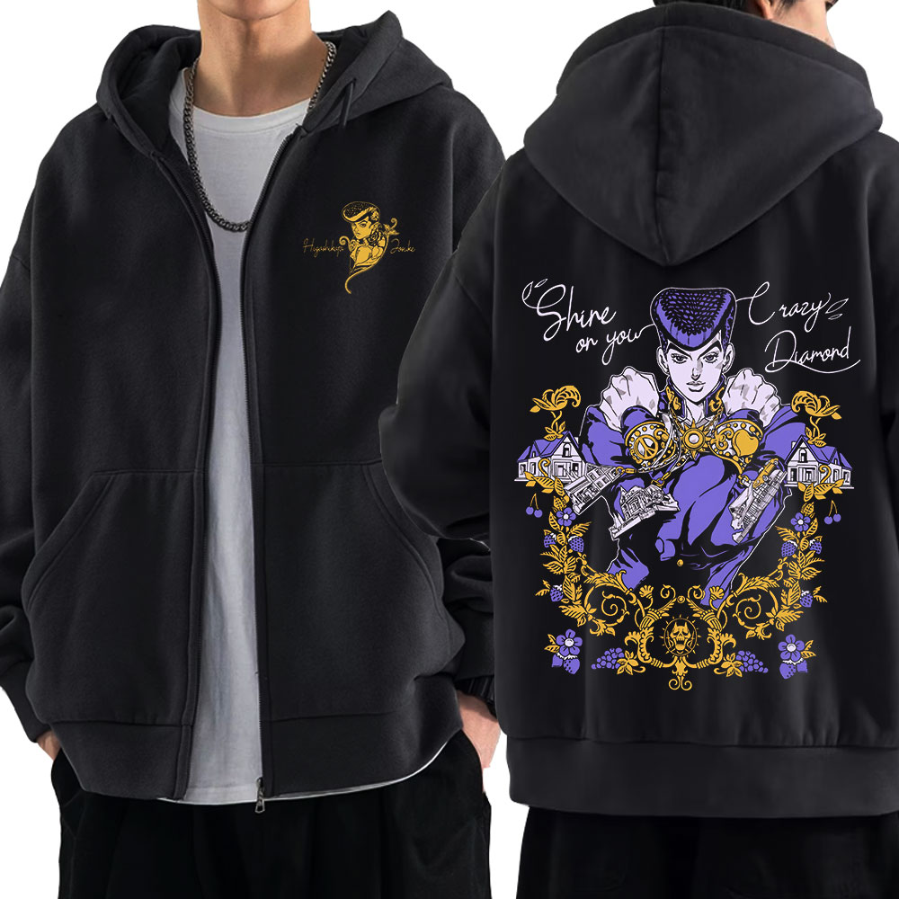 Mens Fashion Zip Up Hoodies - เสื้อฮู้ดซิปอนิเมะ Jojo's Bizarre Adventure ลายฮิกาชิกาตะ โจสุเกะ