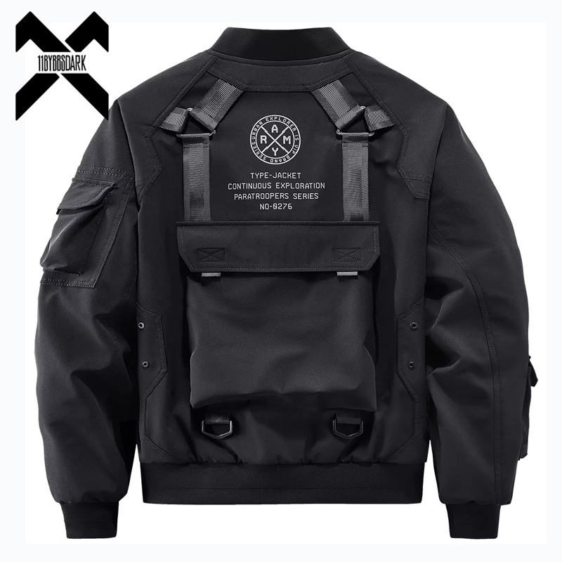 Mens Fashion Bomber Jacket - 2022ยุทธวิธี Bomber แจ็คเก็ตผู้ชายอเนกประสงค์กระเป๋าหลากหลายเสื้อโค้ท Windbreaker Hip Hop