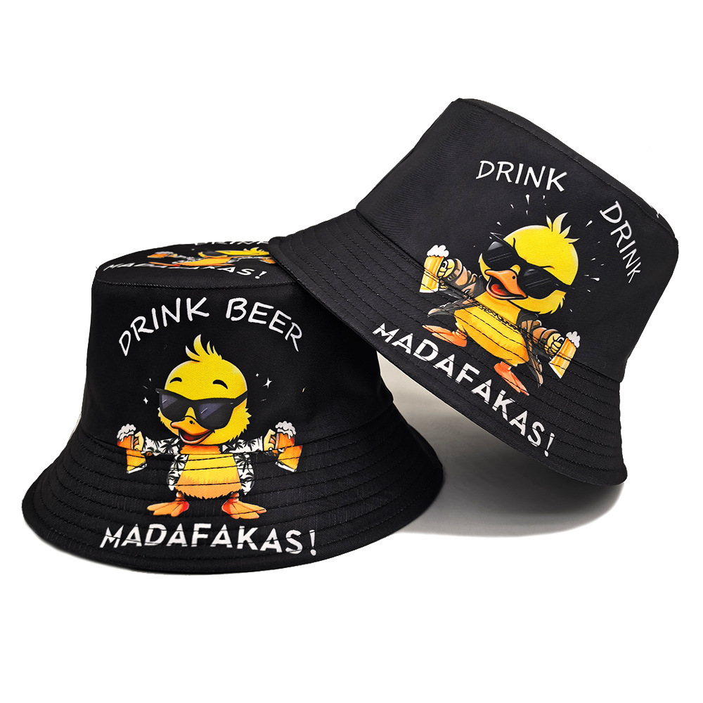 Mens Fashion Bucket Hat - หมวกปานามาลายเป็ดตลก หมวกกันแดดฤดูร้อน สำหรับผู้หญิงผู้ชาย เหมาะสำหรับใส่ทุกวัน หมวกบักเก็ตแฟชั่น ตกแต่งสวยงาม