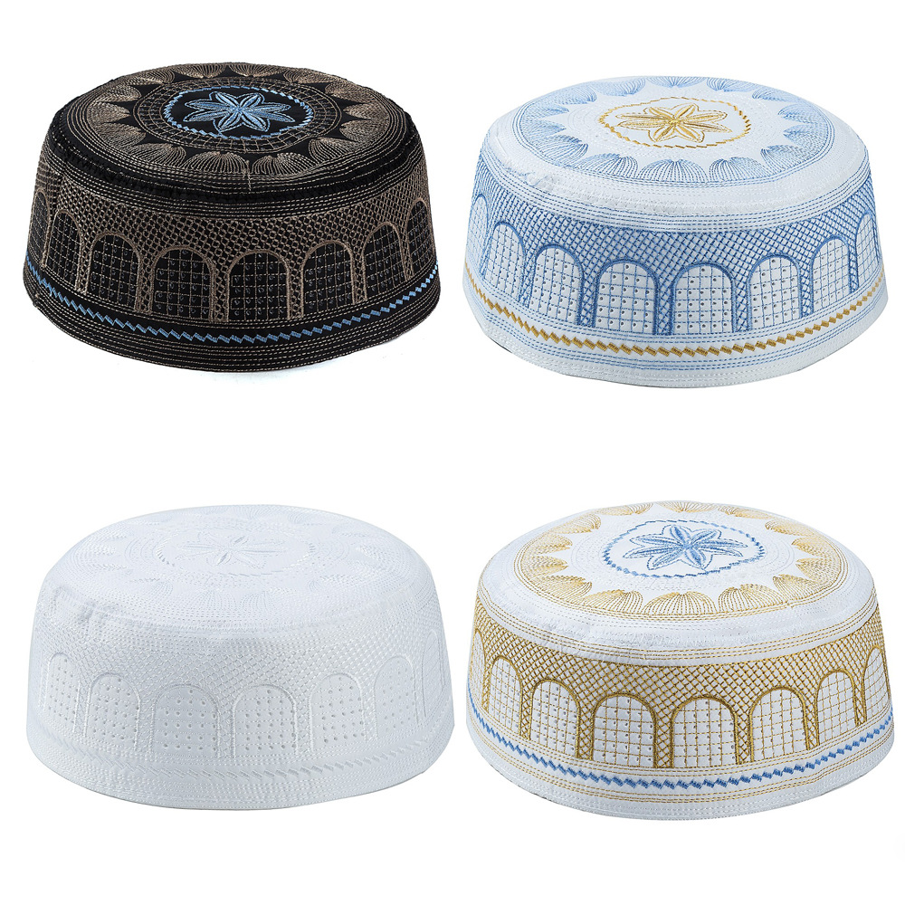 Mens Fashion Caps - หมวกแก๊ปมุสลิมผ้าคอตตอนปักลายสำหรับผู้ชายหมวกมุสลิมมุสลิมผ้าคลุมศีรษะมุสลิมแบบลำลองหมวกมุสลิมมุสลิม