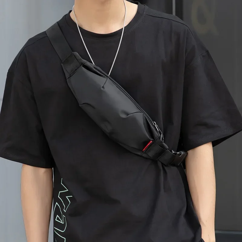 Fashion Harness Men - กระเป๋าสะพายข้างผู้ชายแบบมินิมอล กระเป๋าสะพายกันน้ำ กระเป๋าคาดหน้าอกลำลองสำหรับการเดินทางประจำวัน แฟชั่น กระเป๋าคาดเอวน้ำหนักเบา