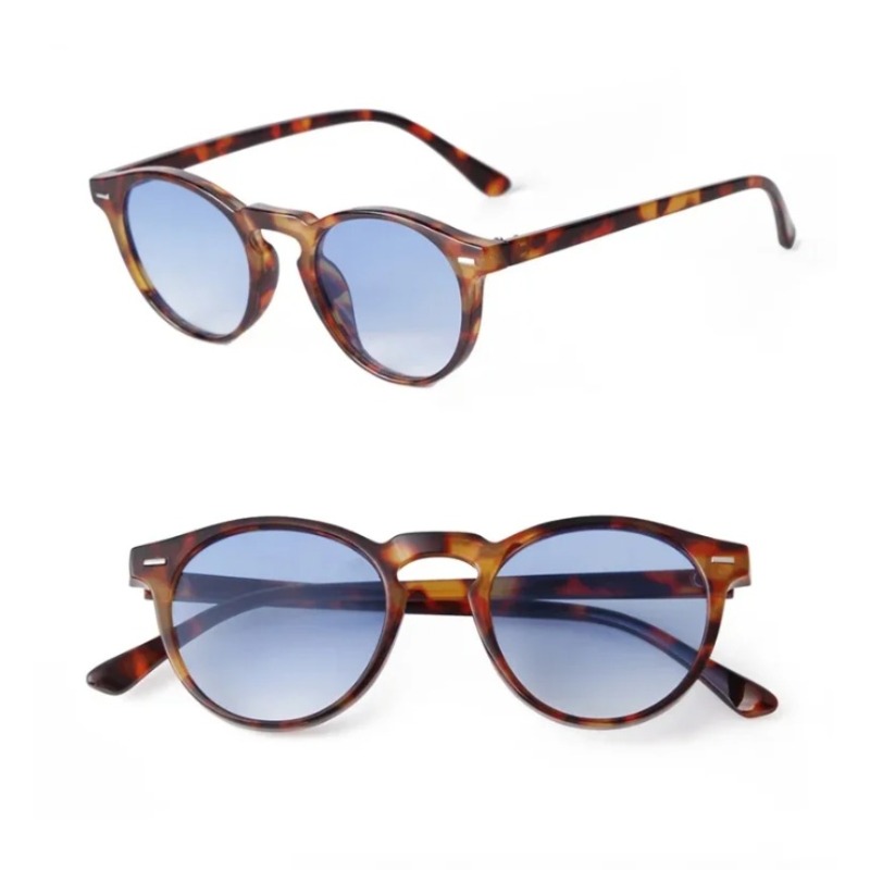 Men'S Fashion Glasses - แว่นกันแดดทรงกลมสไตล์วินเทจสำหรับผู้หญิงผู้ชาย แบรนด์ดีไซน์ย้อนยุค ตกแต่งหมุด เลนส์สีเหลืองสีน้ำเงิน แว่นกันแดดทรงเหลี่ยมสำหรับผู้ชายผู้หญิง