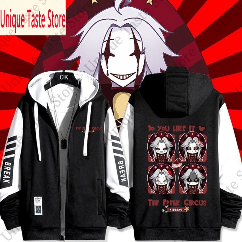 Mens Fashion Zip Up Hoodies - เสื้อฮู้ดซิป The Freak Circus ลายการ์ตูนแฟชั่นพิมพ์ลาย Pierrot