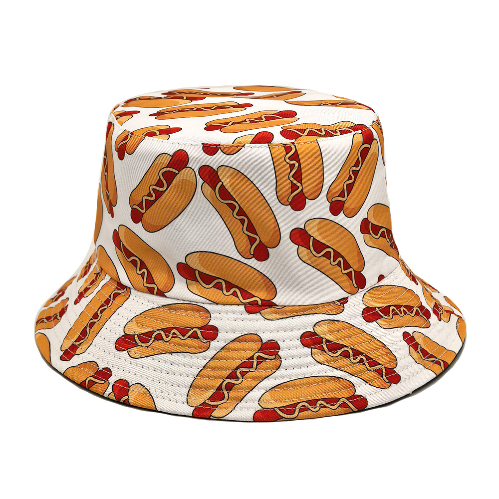 Mens Fashion Bucket Hat - หมวกบักเก็ตกันแดดลายฮอทดอก สำหรับฤดูร้อน เหมาะสำหรับกิจกรรมกลางแจ้ง แฟชั่นสำหรับผู้หญิงและผู้ชาย ตกแต่งด้วยสีเขียว สไตล์ฮิปฮอป