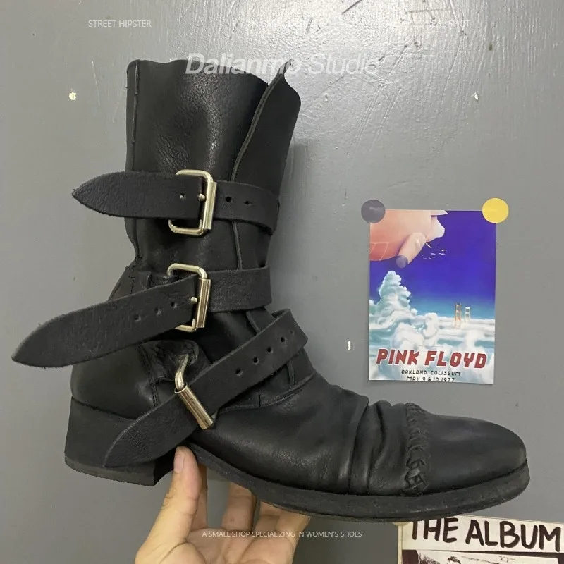 รองเท้าบูทหนังแท้สไตล์วินเทจสำ - Men Fashion Vintage บทวิจารณ์และราคา