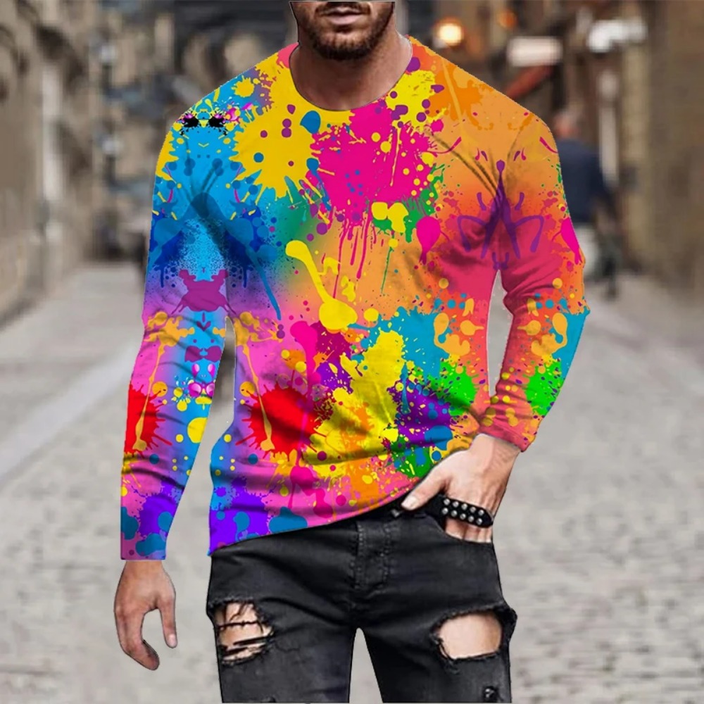 เสื้อยืดแขนยาวพิมพ์ลาย 3D ลายส - Mens Fashion Casual บทวิจารณ์และราคา