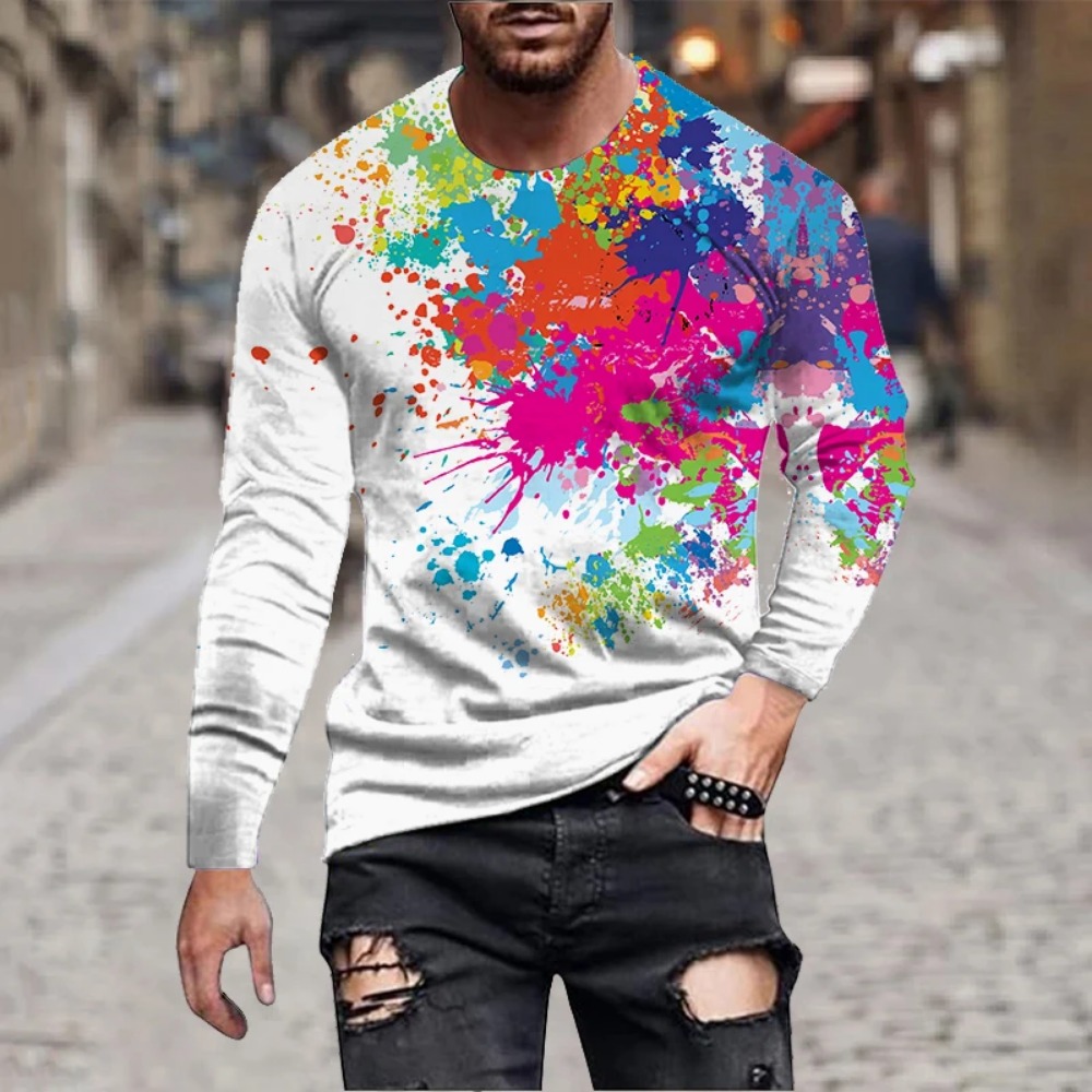 เสื้อยืดแขนยาวพิมพ์ลาย 3D ลายส - Mens Fashion Casual บทวิจารณ์และราคา