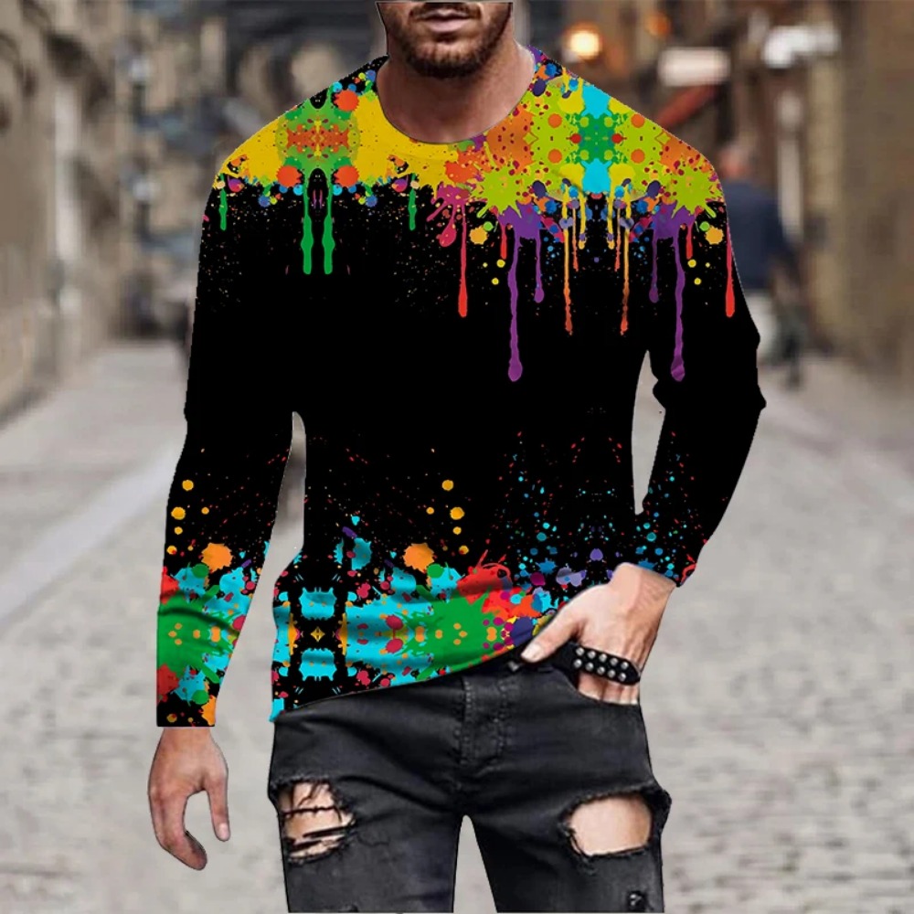 เสื้อยืดแขนยาวพิมพ์ลาย 3D ลายส - Mens Fashion Casual บทวิจารณ์และราคา