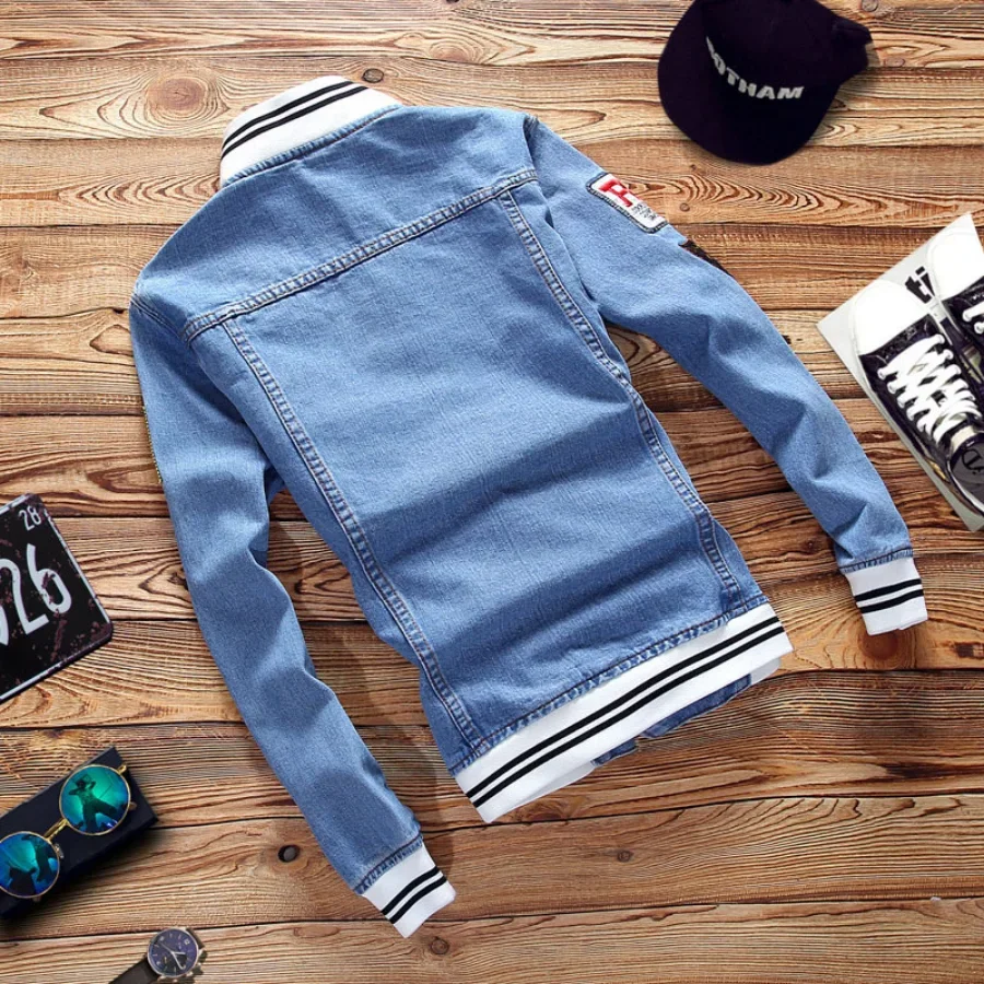 แจ็คเก็ตยีนส์ผู้ชายรุ่นใหม่ปี  - Mens Fashion Bomber Jacket บทวิจารณ์และราคา