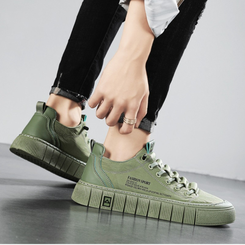 รองเท้าผ้าใบผู้ชายพื้นหนา ทรงเ - Casual Sneakers Men บทวิจารณ์และราคา