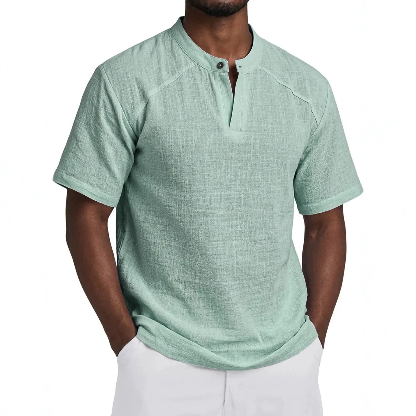 เสื้อเชิ้ตผ้าลินินสีพื้น ทรงหล - Linen Shirt Summer บทวิจารณ์และราคา