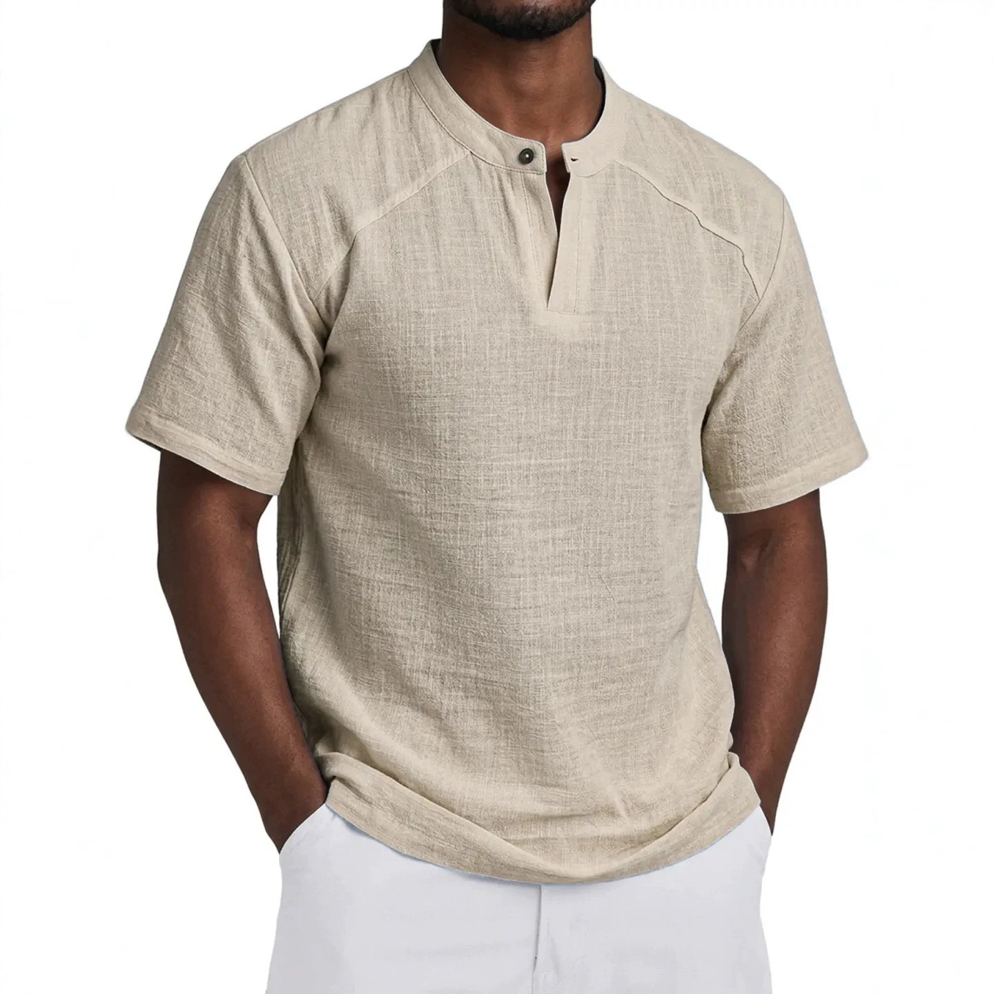 เสื้อเชิ้ตผ้าลินินสีพื้น ทรงหล - Linen Shirt Summer บทวิจารณ์และราคา
