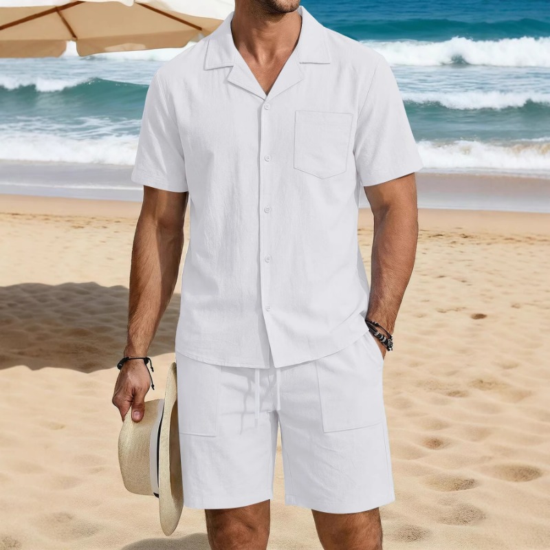 ชุดเซ็ตฤดูร้อนสำหรับผู้ชาย ผ้า - Linen Shirt Summer บทวิจารณ์และราคา
