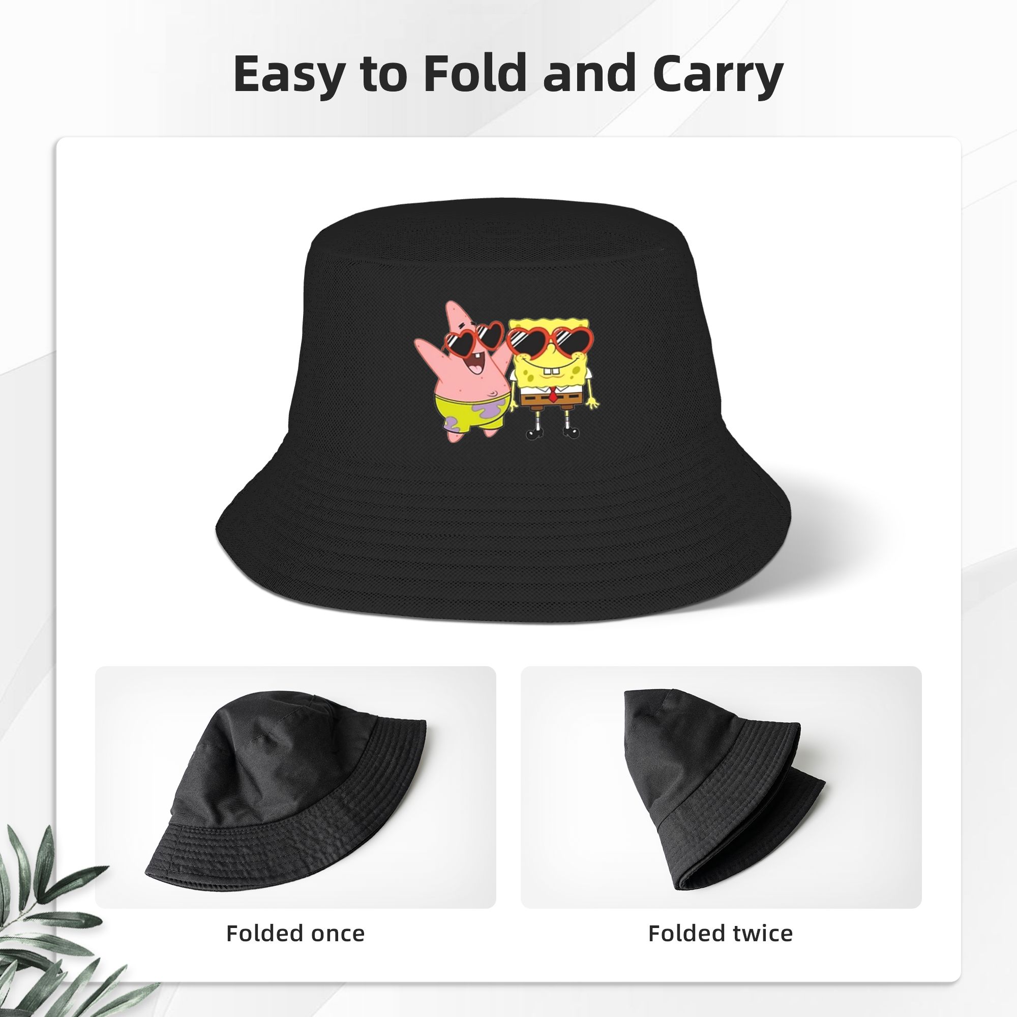 หมวกบักเก็ต Spongebob ลายหัวใจ - Mens Fashion Bucket Hat บทวิจารณ์และราคา
