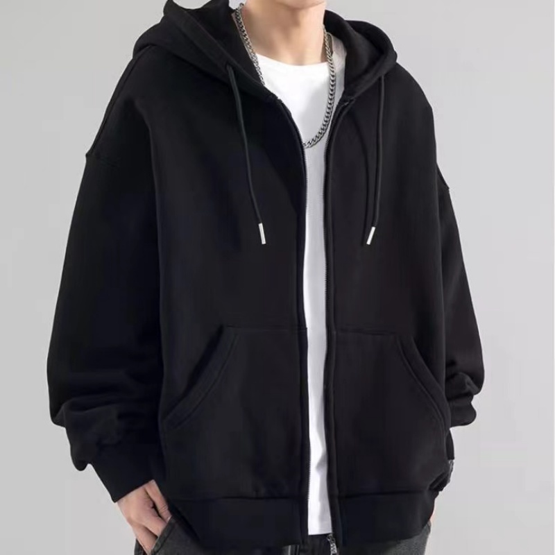 แฟชั่นสบายๆสีดําสีเทาสีฟ้าซิปH - Mens Fashion Zip Up Hoodies บทวิจารณ์และราคา