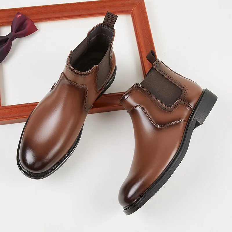 รองเท้าบูทหนังผู้ชายสไตล์วินเท - Men Fashion Vintage บทวิจารณ์และราคา