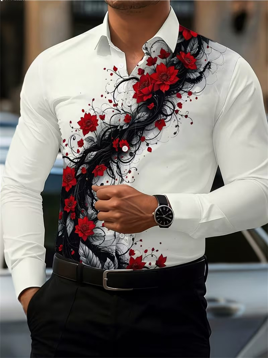 เสื้อเชิ้ตแขนยาวพิมพ์ลายดอกกุห - Mens Fashion Ideas บทวิจารณ์และราคา