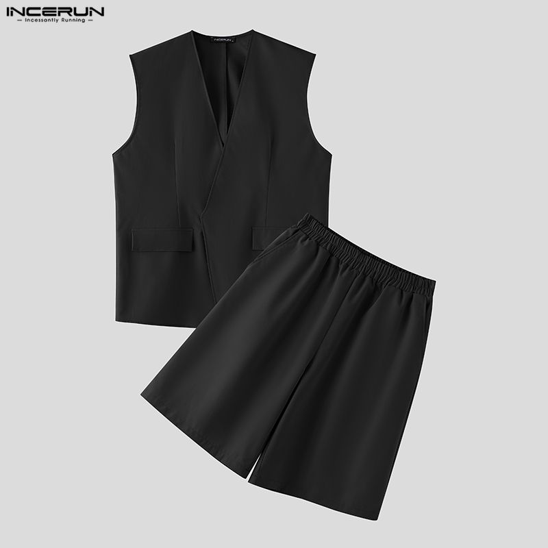 INCERUN ชุดเซ็ตผู้ชาย สีพื้น ค - Mens Fashion Casual บทวิจารณ์และราคา