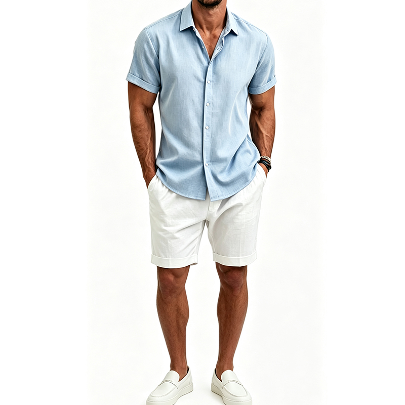 ชุดเสื้อเชิ้ตผ้าฝ้ายลินินสำหรั - Linen Shirt Summer บทวิจารณ์และราคา