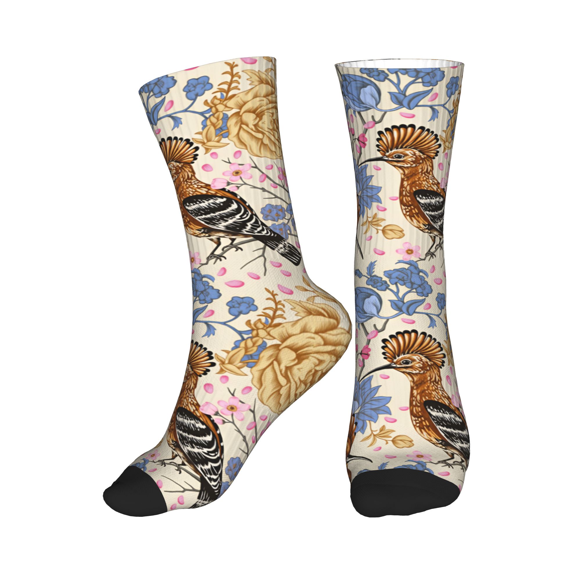 Hoopoe Bird Blue Peony ถุงเท้า - Men Fashion Vintage บทวิจารณ์และราคา